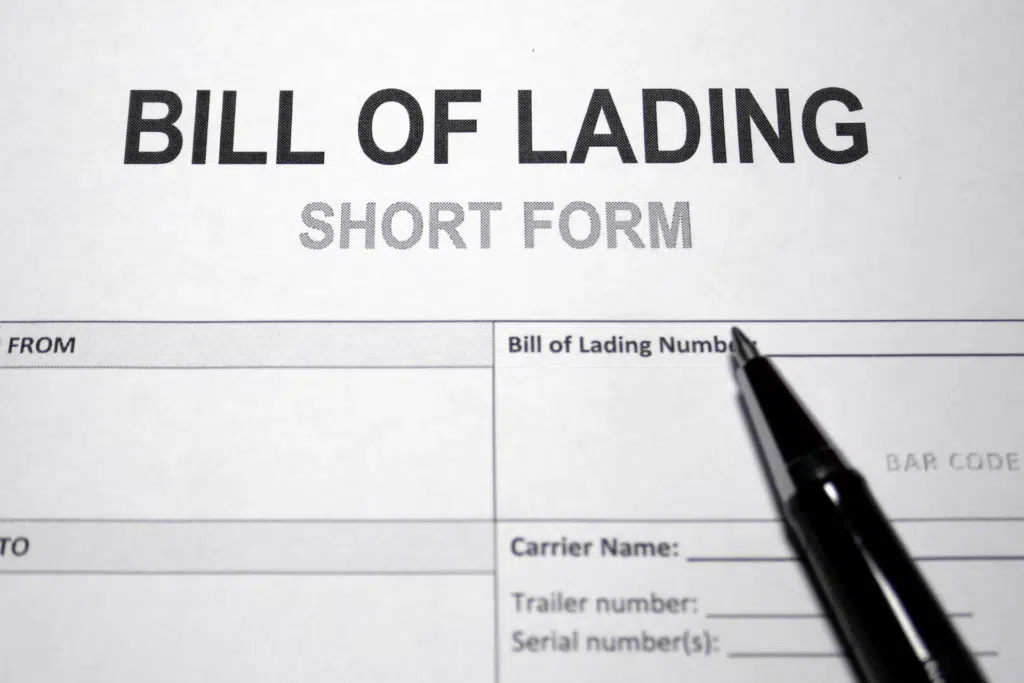 Bill of lading formulier invullen